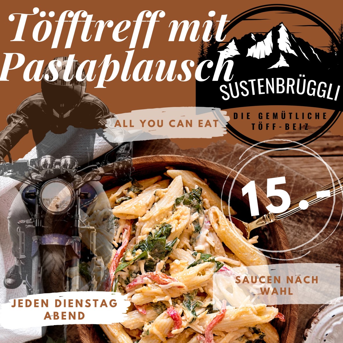 Pasta Plausch Sustenbrüggli Restaurant Töff Treff am Sustenpass